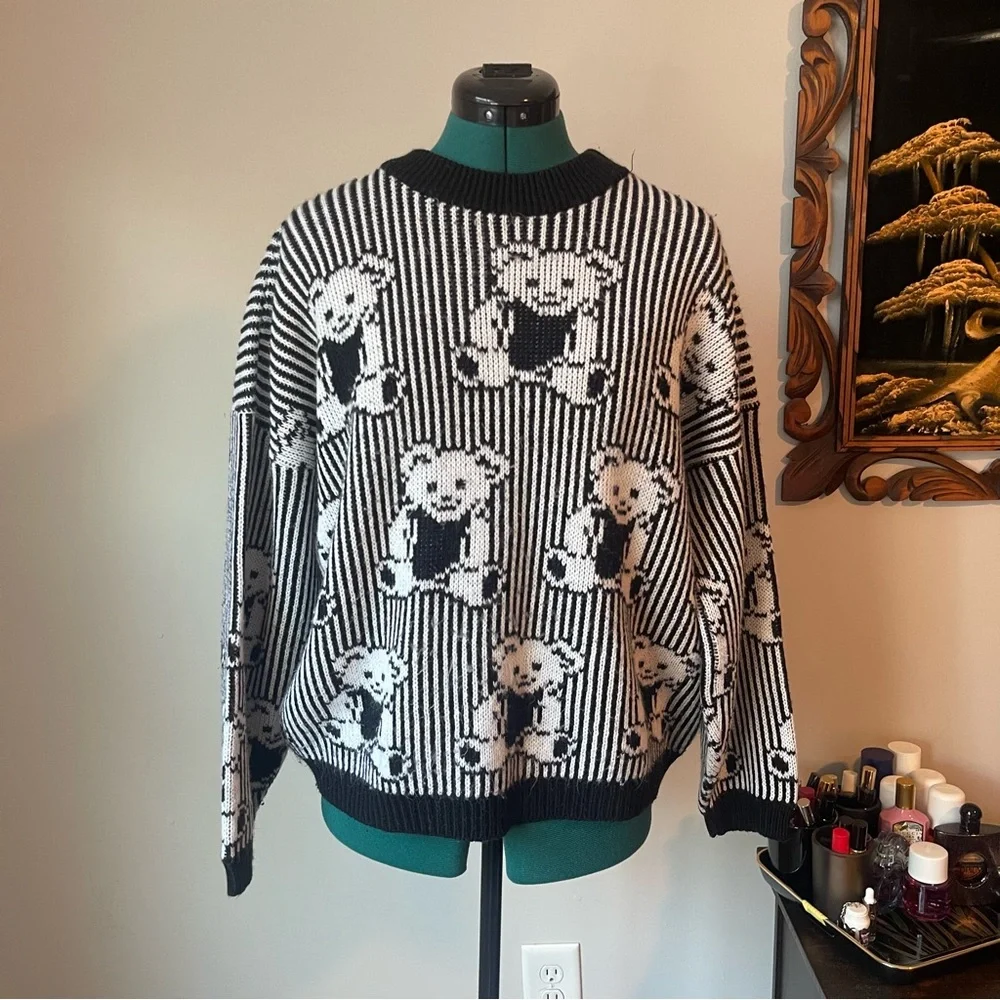 80s Teddy Bear Sweater S-M - Picture 1 of 8